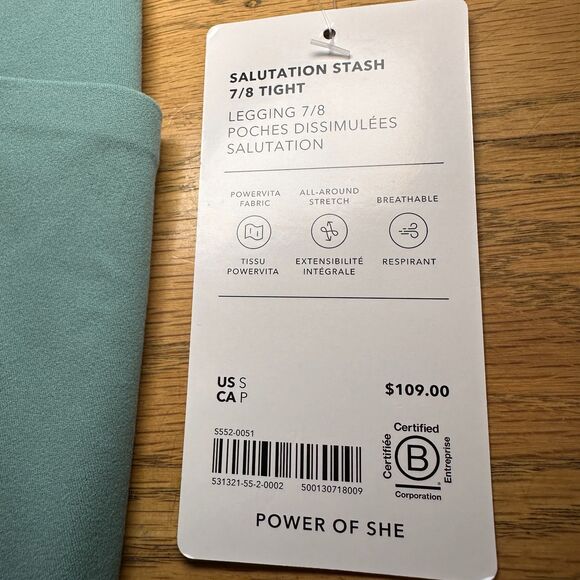 Athleta Salutation Stash 7/8 Tight Riviera Blue Size Small #5520051 NWT $109 - Picture 3 of 9